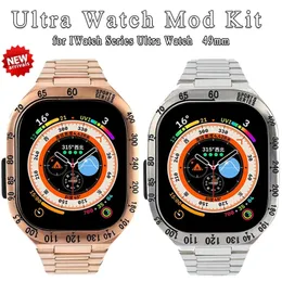Rostfritt st￥lband och fodralskydd t￤cker remmar lyxmodifieringssats f￶r Apple Watch Ultra 49mm metallfodral digital remband f￶r iWatch Series 8 -armband