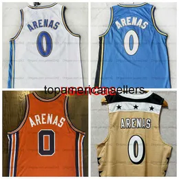 Retro Men # 0 Maglia da basket Gilbert Arenas Giallo Blu Bianco Colore 0 Maglie tutte cucite