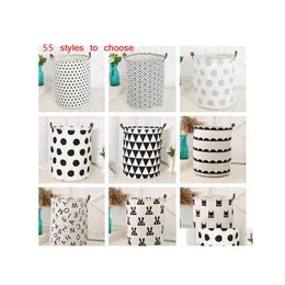 Storage Baskets Ins Laundry Kids Toys Basket Foldable Dirty Clothing Bucket Waterproof Laundries Bag Polka Dot Cactus 55 Styles Drop Otxb3