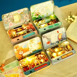 Box Theater Puppenhaus Miniaturspielzeug mit Möbeln DIY Miniatur Puppenhaus LED Licht Spielzeug für Kinder Geburtstagsgeschenk TH5 Y200413263s