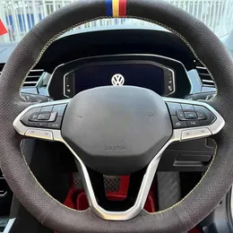 Coprivolante per auto personalizzato Accessori treccia in pelle scamosciata antiscivolo per VolksWagen VW Passat B8 2019-2022 Golf 8 2020-2022