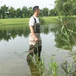 屋外衣料釣りウェーダーパンツチェストオーバーソース柔らかい足の通気性のあるブーツ狩りの仕事DX1270A付き防水服