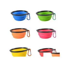 Dog Bowls Feeders Dogs Cat Water Dish Feeder Sile Foldable Bowl Travel Collapsible Pet Feeding Tools 12 Colors Yhm2421Zwl Drop Del Otpau