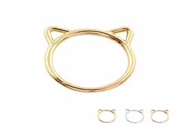 Acessórios de moda baratos Anéis de joias de joias Adoráveis ​​gatos de gatos anéis de orelha para mulheres Presentes de casamento e festa Tamanho 65 EFR0678248117