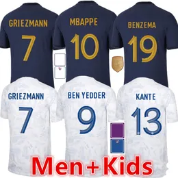 클럽 풀 유니폼 프랑스 2022 축구 유니폼 세트 2023 Benzema mbappe griezmann coman pavard kante maillot de foot equipe maillots 키트 남자 축구 셔츠