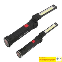 COB LED -arbetsljus USB -laddningsbar arbetsljus med magnetiska 5 -lägen LED Portable ficklampa inspektionslampan för bilreparation arbetsfackla