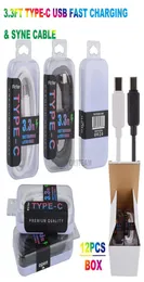 33ft Typec till USB -kablar Snabbladdning med plastfodral som passar för Galaxy S20Note20 Smarttelefoner 12st i White Box och UPC Barco4685166