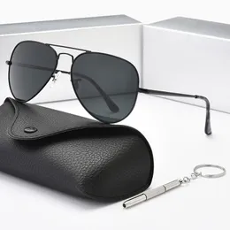 Men's Outdoor Sunglasses Brand Sun Glasses For Man Women Metal Frame Tempered Glass Lens Polarized Eyeglasses UV400