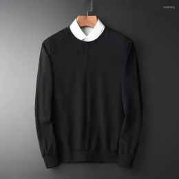 Men's Hoodies Classic Spring Autumn Round Collar Fleece Sweatshirts Hight Quality Simple Solid Color Black Plus Size M-4XL