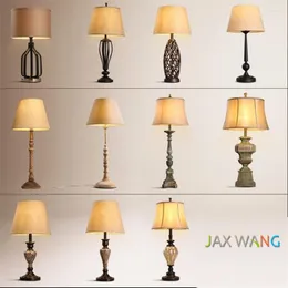 Tischlampen JW Europäischen Stil Vintage Keramik/Eisen Lampe Stoff Lampenschirm Schreibtisch Licht Für Wohnzimmer Schlafzimmer Nachttisch Leuchten