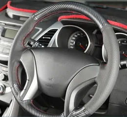 Car Steering Wheel Cover Wrap Non-Slip Carbon Fiber Braid Car Accessories For Hyundai Elantra 2011-2018 Avante i30 2012-2018