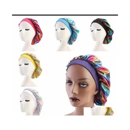 Andra hushållsålder muslimska kvinnor bred stretch siden satin andas bandana natt slippe turban hatt headwrap motorhuven kemo cap hai otmhg