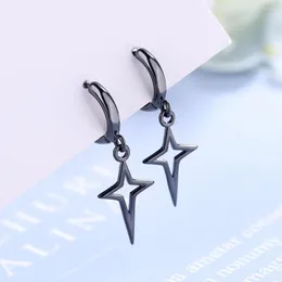 Dingle ￶rh￤ngen YH-ZL 925 Sterling Silver Simple Hollow Star Pendant Female Small Hoop Friends Gift