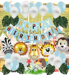 Ungle Safari Theme Party Decoratie Ballon Garland Kit Dierballonnen Palmbladeren voor kinderen jongens verjaardag babydouche5271052