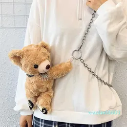 Handbags s Net red bouncing little bear Messenger Bag ins creative teddy chain Plush Korean version one shoulder311C