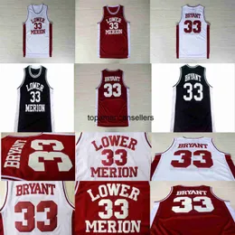 NCAA Lower Merion 33 Bryant Jersey College Men High School Basketball Red White Black Stitched