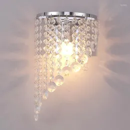 ウォールランプ1 PCスモールクロムE27 LED Sconce Bedside Night Light Luxury Crystal Silver Mirror Corridor Indoor Lighting