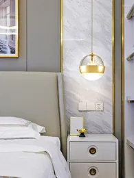 Kolye lambaları Modern kristal ışıklar LED armatür, toplu yatak odası başucu lambası Avrupa lüks bar kabarcık asma