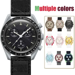 Biograficzna planeta designerska zegarek męskie zegarki pełna funkcja Chronograf Quarz Misja do rtęci 42 mm nylon luksusowy zegarek limitowany edycja