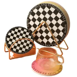 Creative Retro Checkerboard Acrylic Coaster Table Placemat Waterproof Heat Insulation Non-Slip Bowl Pad Cup Mat Home Decor CPA4500