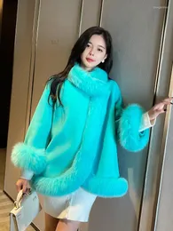 Women's Down Korean Design 2022 Luxury Candy Color Natural Fur Coat Real Jackets Abrigos