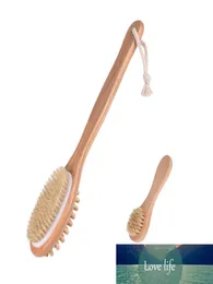2Pcs Set DoubleSided Bath Body Brush Natural Bristles Long Handled Shower Back Scrubber Brush4729371
