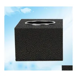Taschentuchboxen Servietten 1 Stück Lederbox Quadratischer Papierhandtuchhalter Desktop-Servietten-Aufbewahrungsbehälter für Zuhause El Black Drop Delivery Ga Otswm