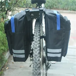 블랙 사이클링 자전거 안장 가방 자전거 가방 PVC 및 나일론 방수 더블 사이드 리어 랙 테일 시트 가방 패니어 자전거 액세서리 193f