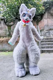 Medium Length Fur Husky Dog Fox Mascot Costume Walking Halloween Large-scale Advertising Suit Role Play
