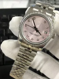 Womens Watch 31mm guld rostfritt stål kvinna 2813 rörelse diamant bezel lady ladies armbandsur