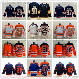 Movie College hokej nosi koszulki szyte 29LeonDraisaitl 97ConnorMcDavid 91EvanderKane mężczyźni odwrotny retro pusty czarny biały pomarańczowy niebieski Jersey