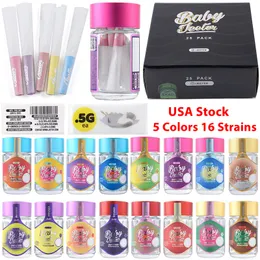 Stock In USA Baby Jeeter Infused Available Accessories Container Pre roll Papers Bag High Potency Liquid Diamond Cone Paper Label Box Pack 16 Strains