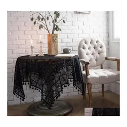 Table Cloth Pastoral Style Handmade Crochet Cotton Cutout Tablecloth Dining Er For Wedding Party Home Decor Drop Delivery Garden Tex Ot5Is