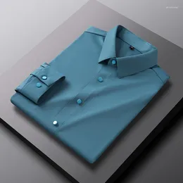 Camisas casuais masculinas Primavera 2022 Alongamento de luxo de luxo de manga longa Boutique Boutique Roupas simples estilo