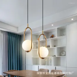 Pendant Lamps Nordic Golden Oval Chandelier Restaurant Lamp Glass Simple Personality Single Head Bar Corridor Aisle Bedroom Bedside