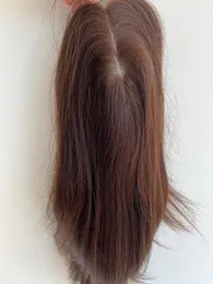 Clip-in-Echthaar-Topper, nahtloses Haarteil-Toupet für Frauen, dicker Seidenbasis-Topper für dünner werdendes Haar, natürlicher Haarschnitt, 15 x 16 cm