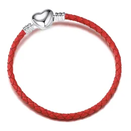 Silver Love Leather Rope Bracelet DIY fit Pandora Bracelet Man Women designer Jewelry gift