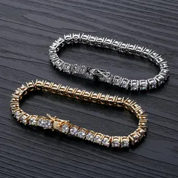 18k Gold Plated Hip Hop Zircon Tennis Chain Armband 2 5-6mm Single Row Iced Out Diamond f￶r m￤n Kvinnliga kubanska kedjor Rapper Jewel219D