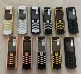 Luxury Unlocked Signature Cell Phone Classical Quad Band 2G GSM Dual Sim Card Mobile Rostfritt st￥l L￤derkropp Mp3 Bluetooth 8800 Metal Ceramics Back Mobiltelefon