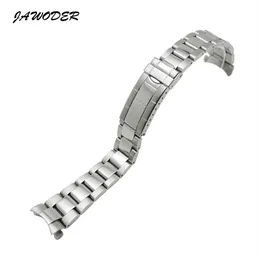 Jawoder Watchband 20mm Men Women Silver Pure Solid Stail Steel Presilishing Watch Watch Band Band Strack Buckelment Buclets 272U