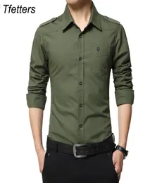 Tfetters Men039S Shirt Epaulette Fashion Fourse Full Sleeve Epaulet Shirt Style 100 Cotton Army Green Shirts met Epaulets5937555
