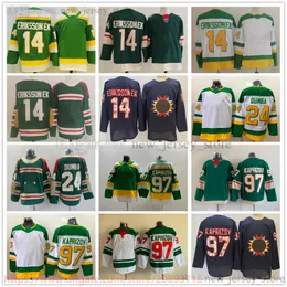 Movie College Hockey su ghiaccio indossa maglie cucite 14JoelEriksson 97KirillKaprizov 24MattDumba Men Reverse Retro Blank Green White Jersey