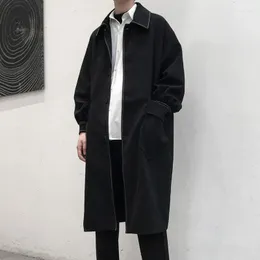 Men's Trench Coats Autumn Black Coat Men Fashion Oversized Long Korean  Casual Loose Windbreaker Jacket Mens Overcoat S-XL