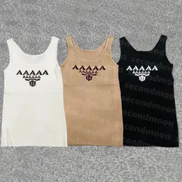 Kadın Örgü Tank Top Letter Jacquard Sling Yelek Tasarımcısı Örme Yoga Üstleri Nefes Alabilen Spor Yuvaları