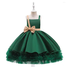 Mädchenkleider, ärmellos, für Blumenmädchen, Hochzeitszeremonie, Kinder, grünes Satin-Ballkleid für 2–6 Jahre alt, formelle Abendkleidung