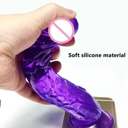 Sex Toy Dildo 21 4CM Erotic Soft Jelly Anal Butt Plug Realistic Dick Strong Suction Cup Adult Toys G-spot For Woman