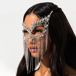 Festive Rhinestone Mask Halloween Masquerade Party Mask Fashion Street Nightclub Face Chain Ins Same Style Women's Jewelry