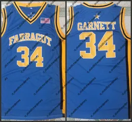 대학 농구는 Farragut 34 Kevin Garnett 파란색 고등학교 농구 저지를 착용합니다
