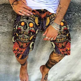 Shorts masculinos Magic Skull colorido 3D em todo o design de praia impressa Basquete de ginástica curta Homens casuais unissex home carga
