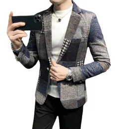 Designs Herren Anzug Jacke Winter Neue Slim Mode Plaid Casual Business Casual Britischen Stil Kleid Wolle Warme Blazer Mantel
